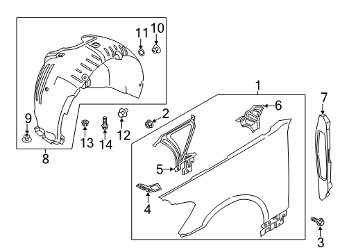 2020 Kia K900 Fender & Components Guard Assembly-Front WHE Diagram for 86811J6000