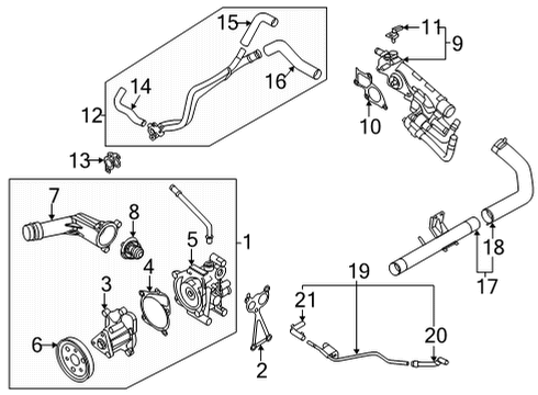 2022 Genesis GV70 Water Pump Pump Sub Assembly-Coolant Diagram for 25110-2S000