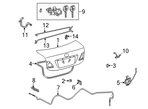 Diagram for 2010 Toyota Corolla Trunk Lid 