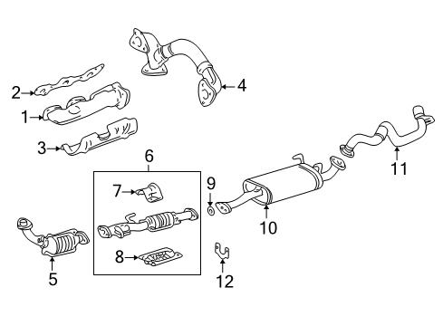 2000 Toyota 4Runner Exhaust Components Muffler & Pipe Diagram for 17420-62240