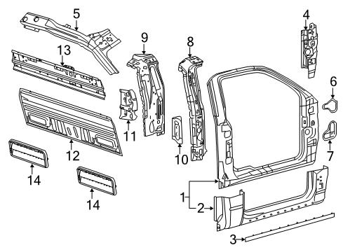 2012 Ford F-150 Aperture Panel, Back Panel Inner Lock Pillar Diagram for 9L3Z-1540477-A