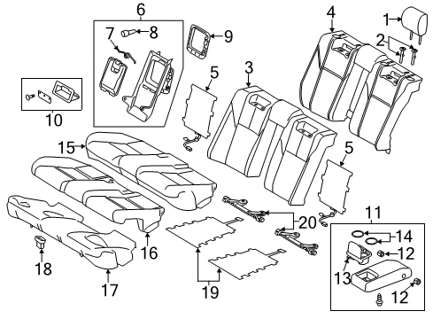 2018 Toyota Avalon Rear Seat Components Headrest Guide Diagram for 71931-47010-02