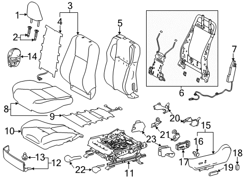 2015 Toyota Corolla Driver Seat Components Cushion Frame Diagram for 71620-02230