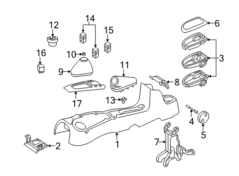 2007 Ford Focus Center Console Cup Holder Diagram for 2S4Z-5413562-BAG