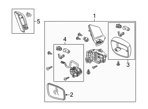 2005 Honda Odyssey Mirrors Mirror Sub-Assembly, Passenger Side (R1400) Diagram for 76203-SHJ-A12