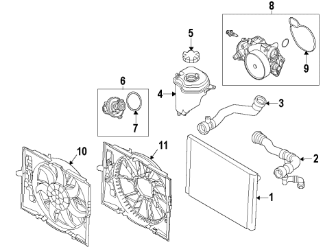 2014 BMW 740i Cooling System, Radiator, Water Pump, Cooling Fan Engine Coolant Thermostat Kit Diagram for 11538671514