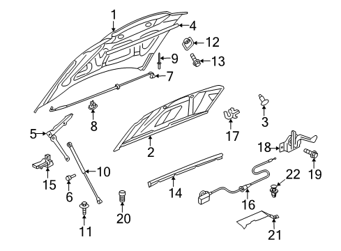 2005 Dodge Magnum Hood & Components Hinge-Hood Diagram for 5065264AF