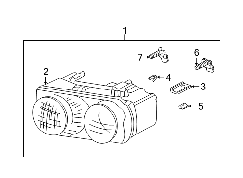 2000 Acura Integra Headlamps Passenger Side Headlight Assembly Composite Diagram for 33101-ST7-A03