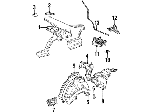 1995 Lexus LS400 Inner Components - Quarter Panel Reinforcement, Rocker Panel, NO.5 LH Diagram for 61428-50010