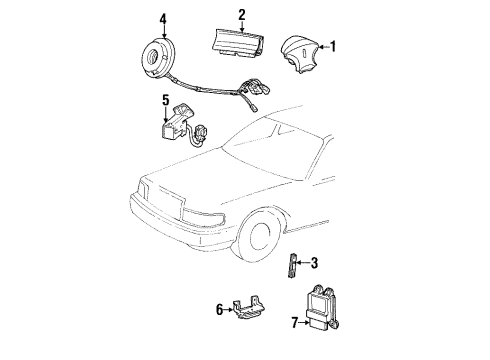 1999 Lincoln Town Car Air Bag Components Side Impact Sensor Diagram for YW1Z-14B345-AA