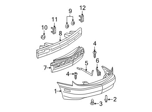 2005 Pontiac Sunfire Rear Bumper Bumper Cover Fastener Diagram for 24205245