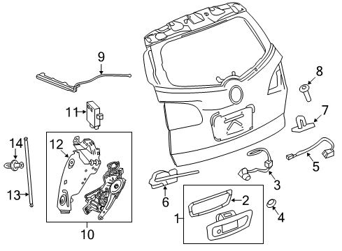 2011 Chevrolet Traverse Lift Gate Handle Asm-Lift Gate Outside *Service Primer Diagram for 22738750