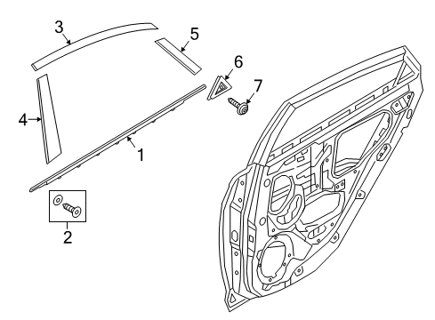 2020 Hyundai Accent Exterior Trim - Rear Door Weatherstrip Assembly-Rear Door Belt Outside RH Diagram for 83220-J0000