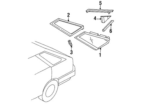 1989 Nissan Sentra Quarter Panel - Glass & Hardware WEATHERSTRIP Side Window LH Diagram for 83333-55A00