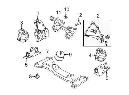 2009 BMW 335d Engine & Trans Mounting Reinforcement Plate Diagram for 22116773250