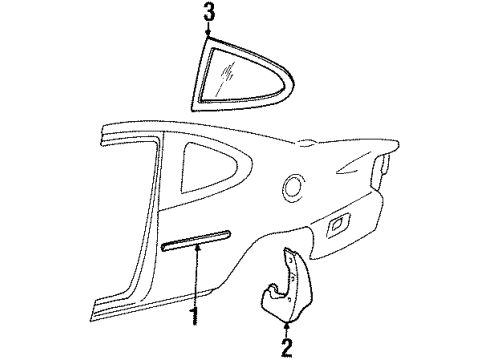 1999 Ford Escort Quarter Panel Glass, Exterior Trim Body Side Molding Diagram for 3S4Z-6329076-BAPTM