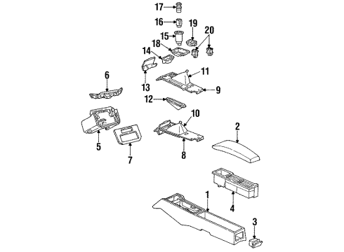 1985 Pontiac Firebird Floor Console Console Asm-Front Floor (W/O Indicator Diagram for 10037846