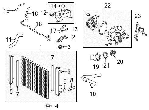 2015 Lexus NX300h Radiator & Components Water Pump Assembly Diagram for 16032-36040