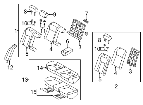 2013 Hyundai Azera Rear Seat Components Rear Seat Back Armrest Assembly Diagram for 89900-3V610-XBD