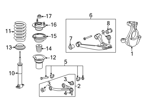 2011 Chevrolet Silverado 1500 Front Suspension Components, Lower Control Arm, Upper Control Arm, Stabilizer Bar Strut Diagram for 20958798