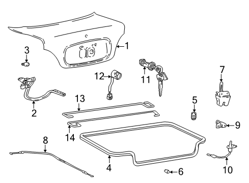 2005 Hyundai Accent Trunk Lid Lock Assembly-Tail Gate Diagram for 81250-25C00