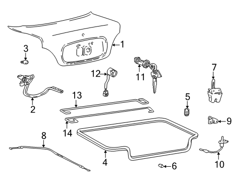 2005 Hyundai Accent Trunk Lid Hinge Assembly-Trunk Lid, LH Diagram for 79210-25500