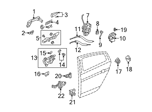 2010 Acura TL Rear Door Cable, Rear Door Lock Diagram for 72633-TK4-A01