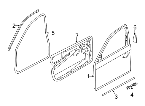 2010 BMW 528i xDrive Front Door Front Left Window Regulator Diagram for 51337184383