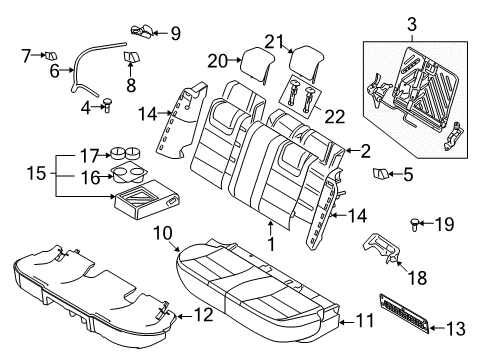 2011 Ford Fusion Rear Seat Components Armrest Assembly Diagram for BE5Z-5467112-AA
