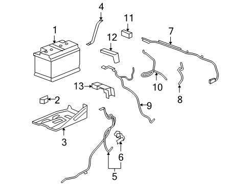 2010 Cadillac Escalade Hybrid Components, Battery, Cooling System Positive Cable Diagram for 25825642