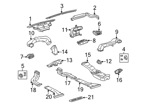 2005 Lexus LS430 Ducts Duct, Air, Rear RH Diagram for 87212-50060