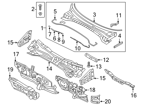 2018 Hyundai Tucson Cowl Panel Complete-Dash Diagram for 64300-D3000