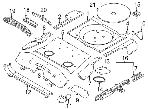 2019 Nissan Rogue Rear Body - Floor & Rails Floor-Rear, Rear Diagram for 74514-4BC0A