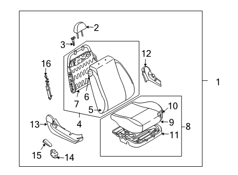 2008 Chevrolet Aveo Front Seat Components Seat Cushion Diagram for 96891958