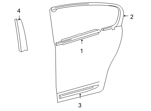 2007 Lexus GS450h Exterior Trim - Rear Door Moulding Sub-Assy, Rear Door, Outside LH Diagram for 75076-30090