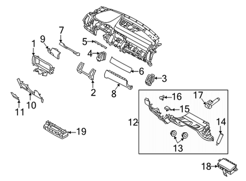 2021 Kia Sorento Cluster & Switches, Instrument Panel Screw-Tapping Diagram for 0A84705163