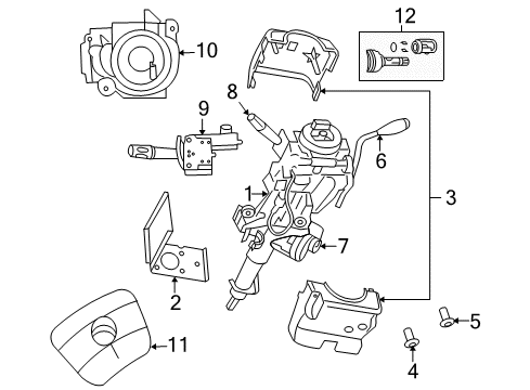 2008 Chrysler Aspen Steering Column & Wheel, Steering Gear & Linkage, Shroud, Switches & Levers Cylinder-Ignition Lock Diagram for 68027525AA