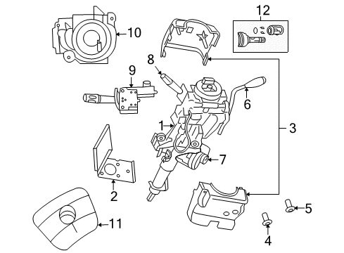 2008 Chrysler Aspen Steering Column & Wheel, Steering Gear & Linkage, Shroud, Switches & Levers Column-Steering Diagram for 5057477AA