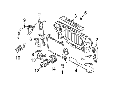 2000 Jeep Wrangler A/C Condenser, Compressor & Lines Bracket-ALTERNATOR And Compressor Diagram for 53010224AB