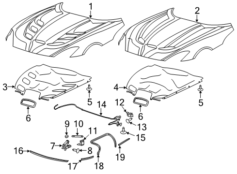 2015 Dodge Viper Hood & Components Hood Prop Diagram for 68139706AA