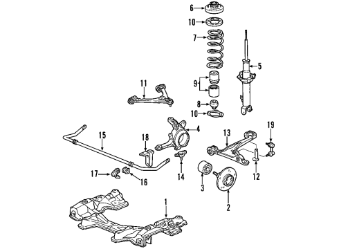 2008 Honda S2000 Front Suspension, Lower Control Arm, Upper Control Arm, Stabilizer Bar, Suspension Components Shock Absorber Unit, Left Front Diagram for 51612-S2A-S11