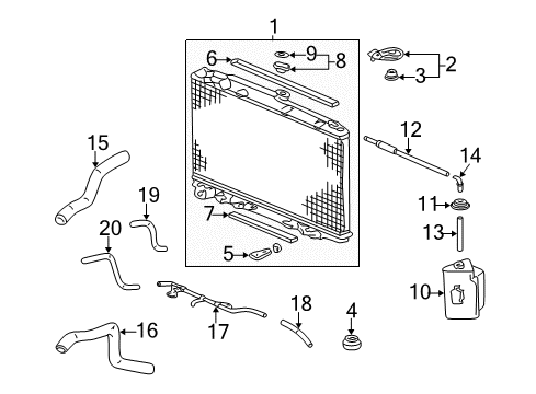 2001 Honda Odyssey Radiator & Components Bracket, Radiator Mount (Upper) Diagram for 74171-S84-A00