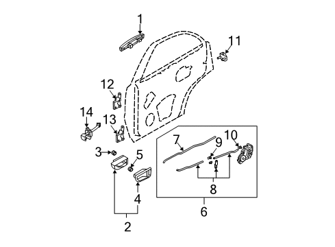 2007 Kia Sorento Rear Door Rear Door Outside Handle Assembly, Left Diagram for 836503E040