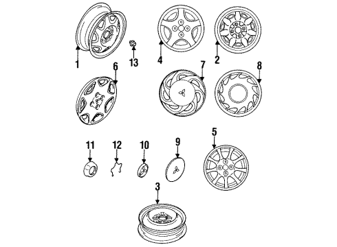 1994 Eagle Summit Wheels, Covers & Trim Cap Disc Wheel Diagram for MB816084
