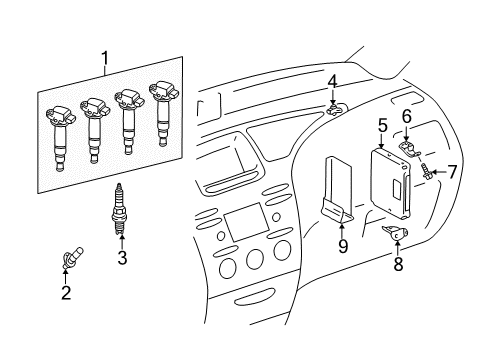 2003 Toyota Prius Powertrain Control ECM Cover Diagram for 89279-47040