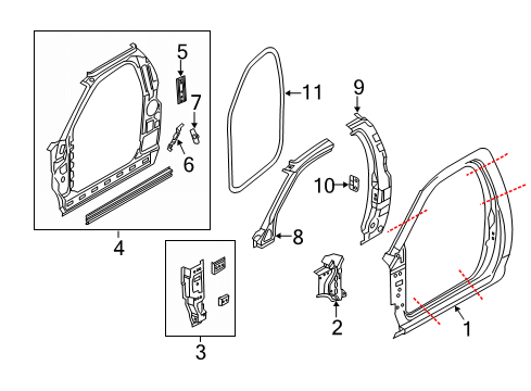 2022 Ram 3500 Uniside Front Door Mounted Diagram for 55369284AF