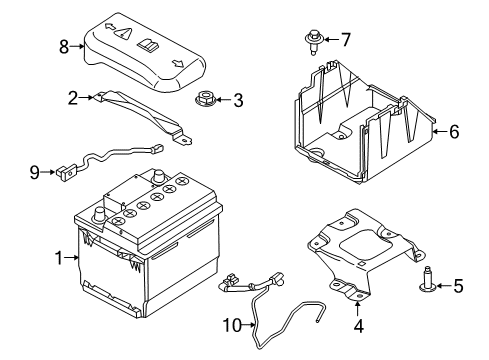 2018 Ford Focus Battery Battery Cover Diagram for CV6Z-10A687-A