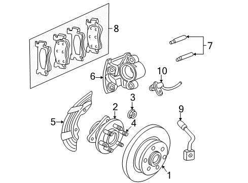 2007 Dodge Dakota Brake Components Shoe-Drum Diagram for 5159106AA