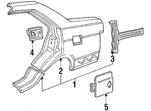 1985 Honda Accord Quarter Panel & Components Adapter, Fuel Cap Diagram for 70476-SA6-300ZZ