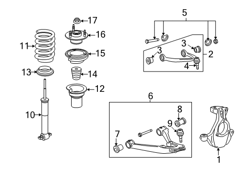 2010 GMC Yukon Front Suspension Components, Lower Control Arm, Upper Control Arm, Ride Control, Stabilizer Bar Spring Diagram for 25909350